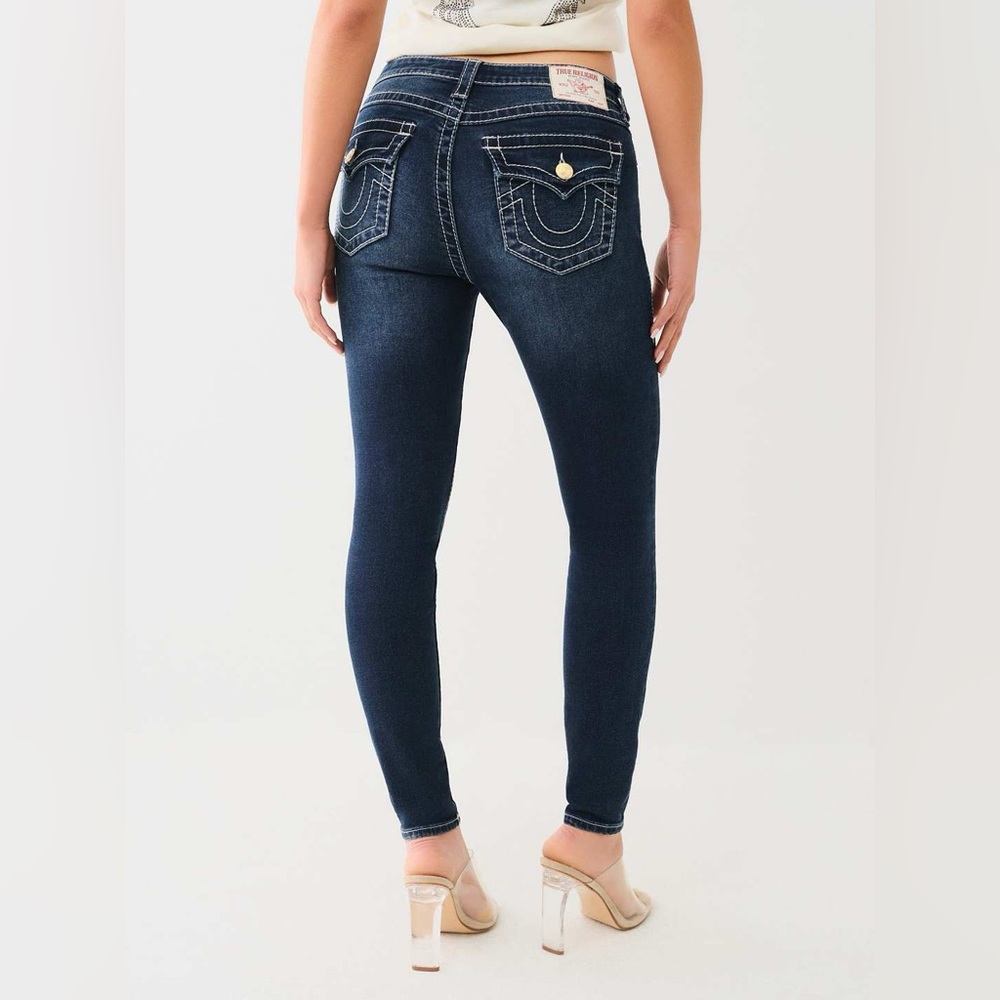True religion Jennie Big T Mid Rise Curvy Skinny Jean flap pockets Y2K - Picture 1 of 15